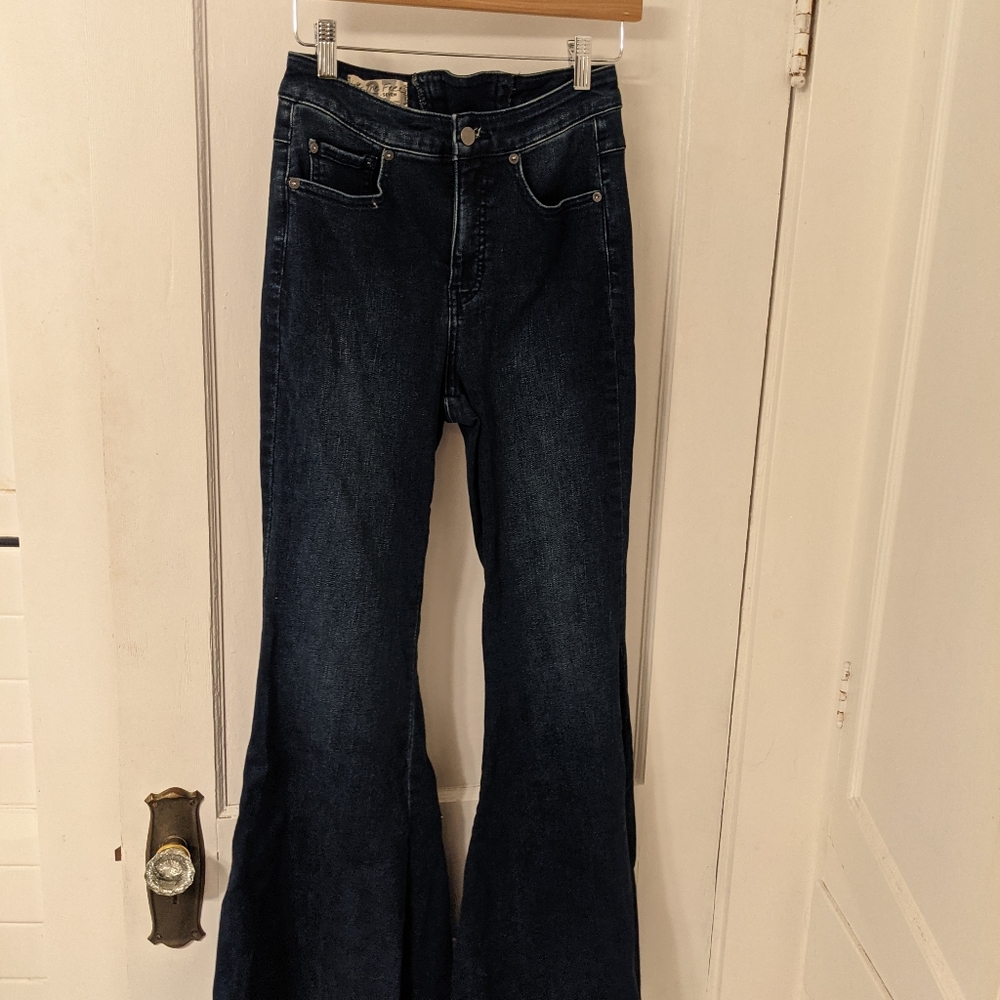 Free People High Rise Lace Up Flare Jeans 27